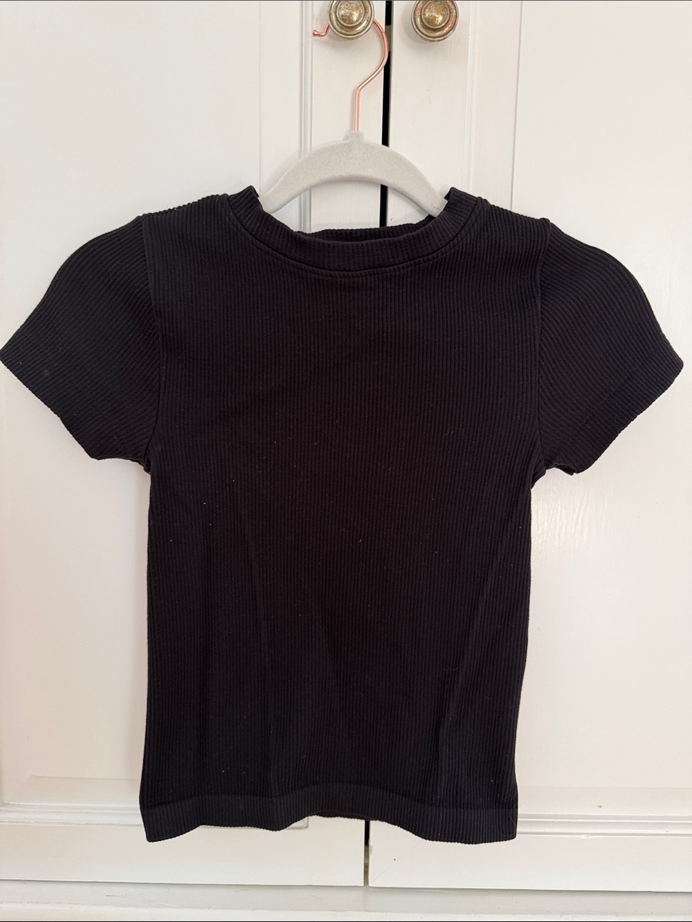 Old Navy Seamless T Shirt Medium Black Stretch Short Sleeve Basic Top